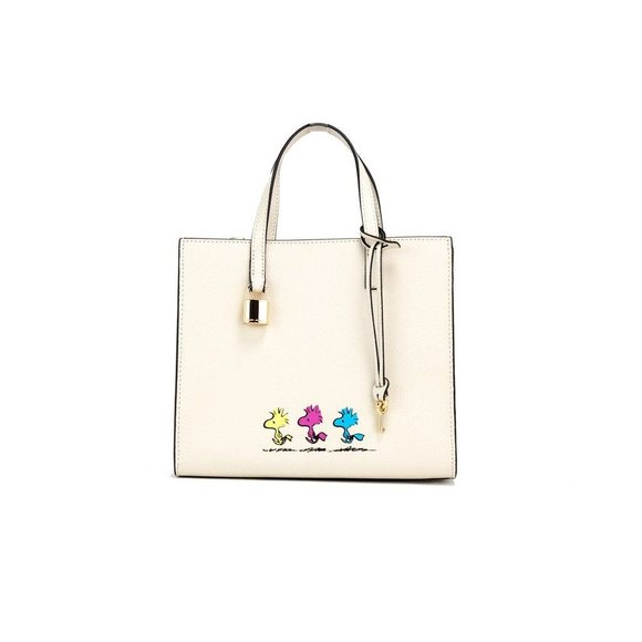 NEW Marc Jacobs X Peanuts Small Ivory Leather Woodstock Tote Crossbody Bag Purse - Picture 10 of 11
